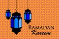 Ramadan kareem arabic pattern lanterns fanous background