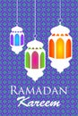 Ramadan kareem arabic pattern lanterns fanous background