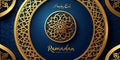 Ramadan kareem artistic Ramadan background, Blue and golden Ramadan background