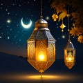 Ramadan Kareem background with arabic lanterns