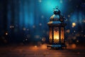 Ramadan Kareem background with arabic lanterns and mosque, arabic lantern of ramadan celebration background illustration, AI Royalty Free Stock Photo