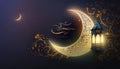 Ramadan Kareem background banner. Islamic Greeting Cards for Muslim Holidays, Generative AI Royalty Free Stock Photo