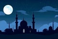 Ramadan Kareem background.Crescent moon at a top of a mosque. Neural network AI generated Royalty Free Stock Photo