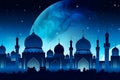 Ramadan Kareem background.Crescent moon at a top of a mosque. Neural network AI generated Royalty Free Stock Photo