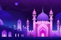 Ramadan Kareem background.Crescent moon at a top of a mosque. Neural network AI generated Royalty Free Stock Photo