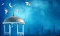 Ramadan background.Crescent moon at a top of a mosque Royalty Free Stock Photo