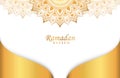 Ramadan kareem background with gold mandala on white Vector illustration for Islamic holy month celebrations Royalty Free Stock Photo