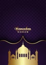 Ramadan Kareem background with gold mosque silhouettes