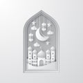 Ramadan kareem background illustration. Paper cut. Royalty Free Stock Photo