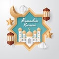 Ramadan kareem background illustration. Paper cut. Royalty Free Stock Photo