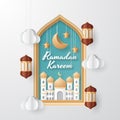 Ramadan kareem background illustration. Paper cut. Royalty Free Stock Photo