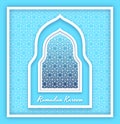 Ramadan Kareem Background. Islamic Arabic window. Greeting card. Vector illustration.