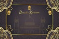 Ramadan Kareem background Islamic black and gold with mosque