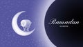 Ramadan Kareem background, islamic design, crescent moon, realistic 3d drum design