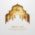 Ramadan kareem background with a luxurious golden texture. Ramadan kareem with Arabic calligraphy and modern mosque. Islamic Royalty Free Stock Photo