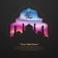 Ramadan kareem background with a modern colorful texture. Ramadan kareem with Arabic calligraphy and modern mosque. Islamic black Royalty Free Stock Photo