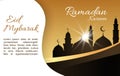 Ramadan Kareem background with mosque silhouette.