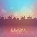 Ramadan Kareem background with mosque silhouettes