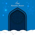 Ramadan Kareem background. Paper cut vector illustration with star ,moon and mandala. Festive Ramadan greetings card design. Royalty Free Stock Photo