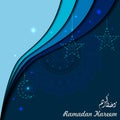 Ramadan Kareem background. Paper cut vector illustration with star ,moon and mandala. Festive Ramadan greetings card design. Royalty Free Stock Photo