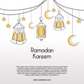 Ramadan kareem banner design minimalist drawing of lantern Royalty Free Stock Photo