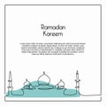 Ramadan kareem banner design with mosque continuous line drawing Royalty Free Stock Photo