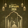 ramadan kareem 2024 banner with green background design 028 Royalty Free Stock Photo