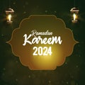 ramadan kareem 2024 banner with green and orange background design 028 Royalty Free Stock Photo