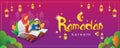 Ramadan Kareem banner with praying people while reading Quran Royalty Free Stock Photo