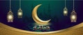 Ramadan Kareem Banner template with crescent moon and lantern