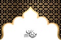 Ramadan kareem beautiful calligraphy with black and gold islamic pattern background