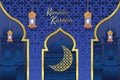 Ramadan Kareem blue color stylish Islamic background Royalty Free Stock Photo