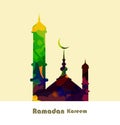 Ramadan kareem card grungy colorful mosque