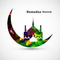 Ramadan kareem card moon concept