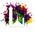 Ramadan kareem card with nice grungy colorful mosque