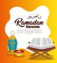 Ramadan kareem card with set icons Royalty Free Stock Photo