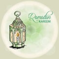 Ramadan Kareem celebration with arabic lantern. Royalty Free Stock Photo