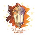 Ramadan Kareem celebration with Arabic lantern. Royalty Free Stock Photo