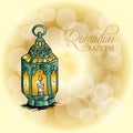 Ramadan Kareem celebration with arabic lantern. Royalty Free Stock Photo