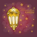 Ramadan Kareem celebration with Arabic lantern. Royalty Free Stock Photo