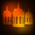 Ramadan Kareem celebration with glossy arabic lamps.