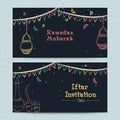 Ramadan Kareem celebration header or banner set.