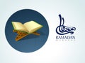 Ramadan Kareem celebration with Islamic book Quran Shareef. Royalty Free Stock Photo