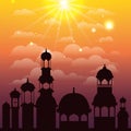 Ramadan kareem cityscape silhouette scene Royalty Free Stock Photo