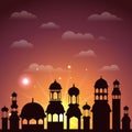 Ramadan kareem cityscape silhouette scene Royalty Free Stock Photo