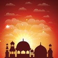 Ramadan kareem cityscape silhouette scene Royalty Free Stock Photo