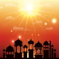 Ramadan kareem cityscape silhouette scene Royalty Free Stock Photo