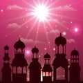 Ramadan kareem cityscape silhouette scene Royalty Free Stock Photo