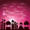 Ramadan kareem cityscape silhouette scene Royalty Free Stock Photo