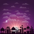 Ramadan kareem cityscape silhouette scene Royalty Free Stock Photo